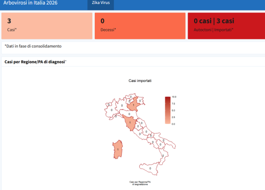 I casi di Zika Virus nelle regioni italiane (Fonte: Iss)