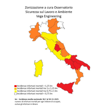 La mappa a colori del rischio morti bianche