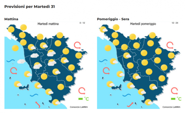 Le previsioni meteo del consorzio Lamma per San Silvestro 2024