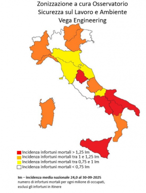 La mappa a colori del rischio morti bianche